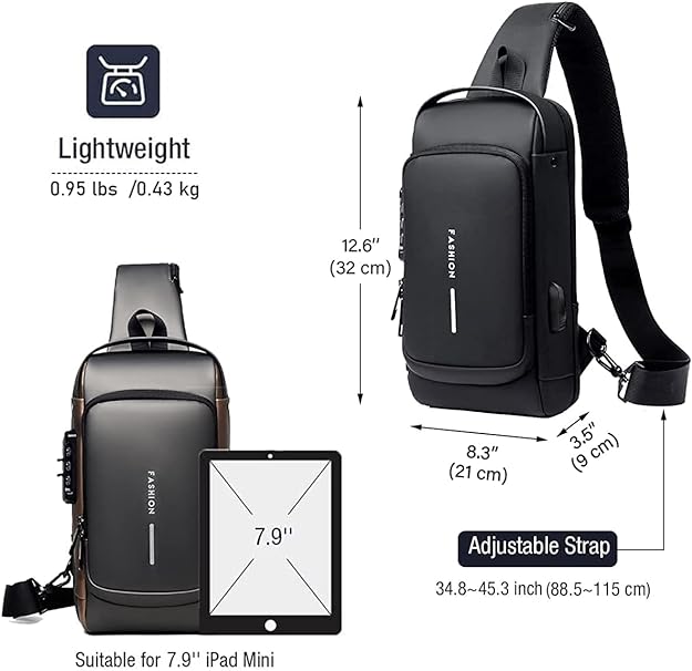 Multifunction Sling Bag with USB Charging Port – Anti-Theft, Water-Resistant Crossbody Backpack