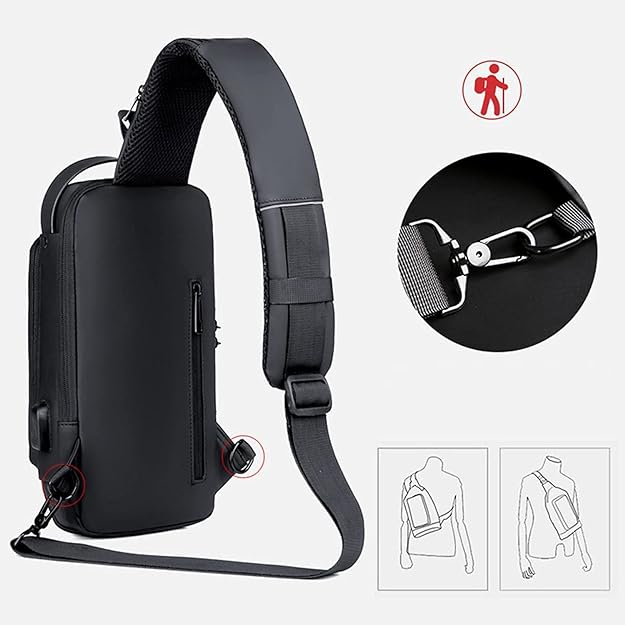 Multifunction Sling Bag with USB Charging Port – Anti-Theft, Water-Resistant Crossbody Backpack