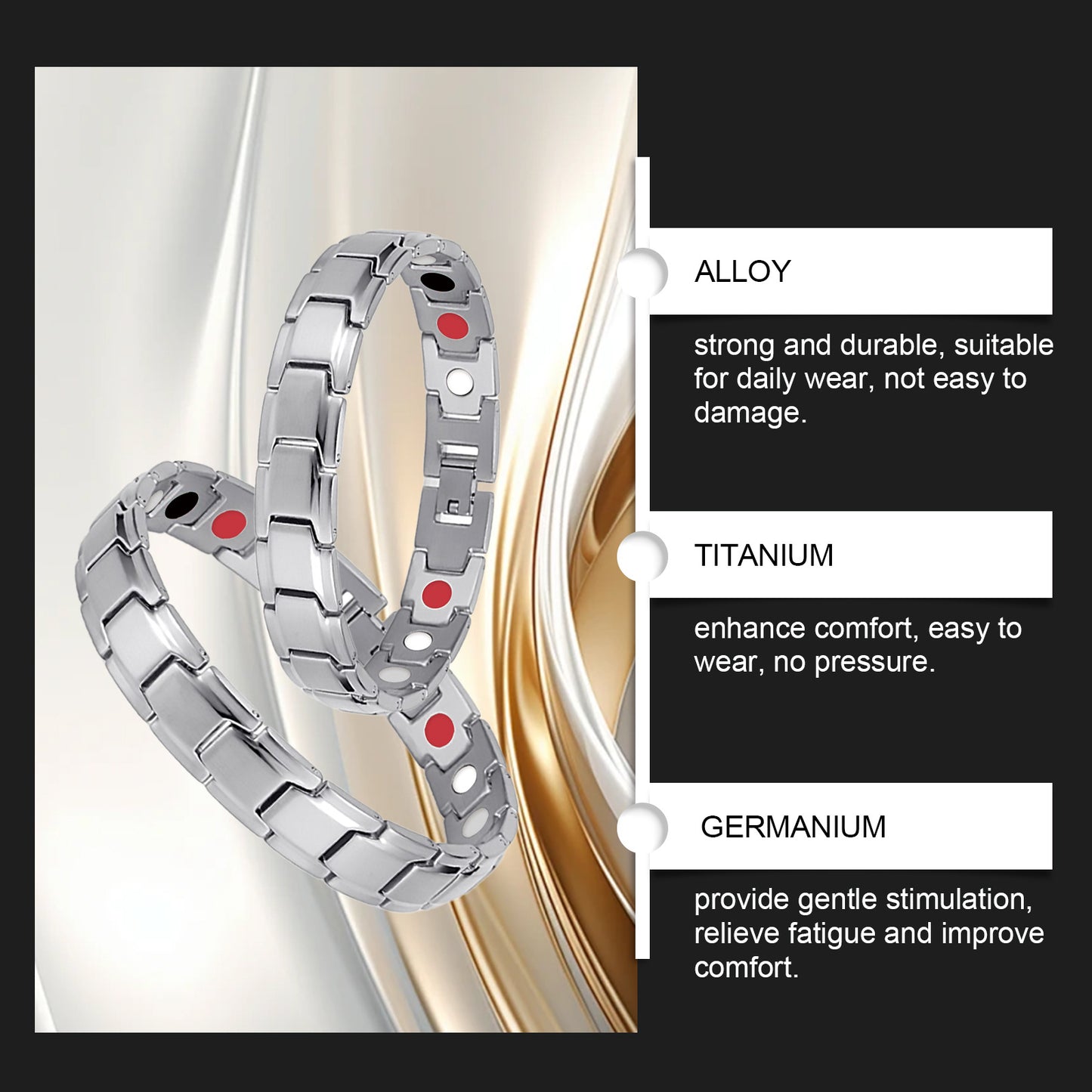 Men’s Body Care Bracelet – Titanium Germanium Stone Energy Bracelet for Wellness & Daily Wear