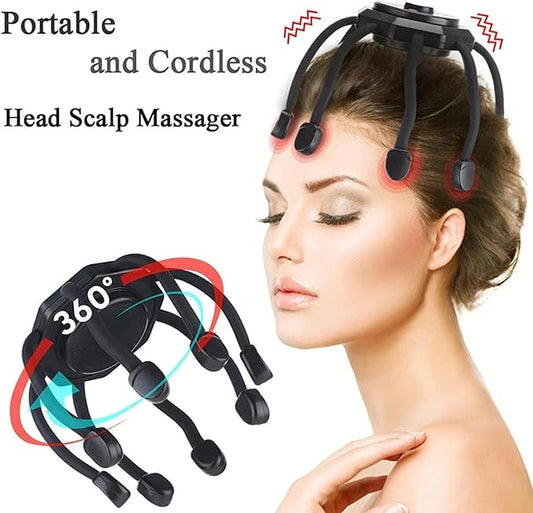 360° Ultra Head Massager – Full Scalp Relaxation with 8-Frequency Vibrations | Hands-Free Stress Relief & Ergonomic Fit