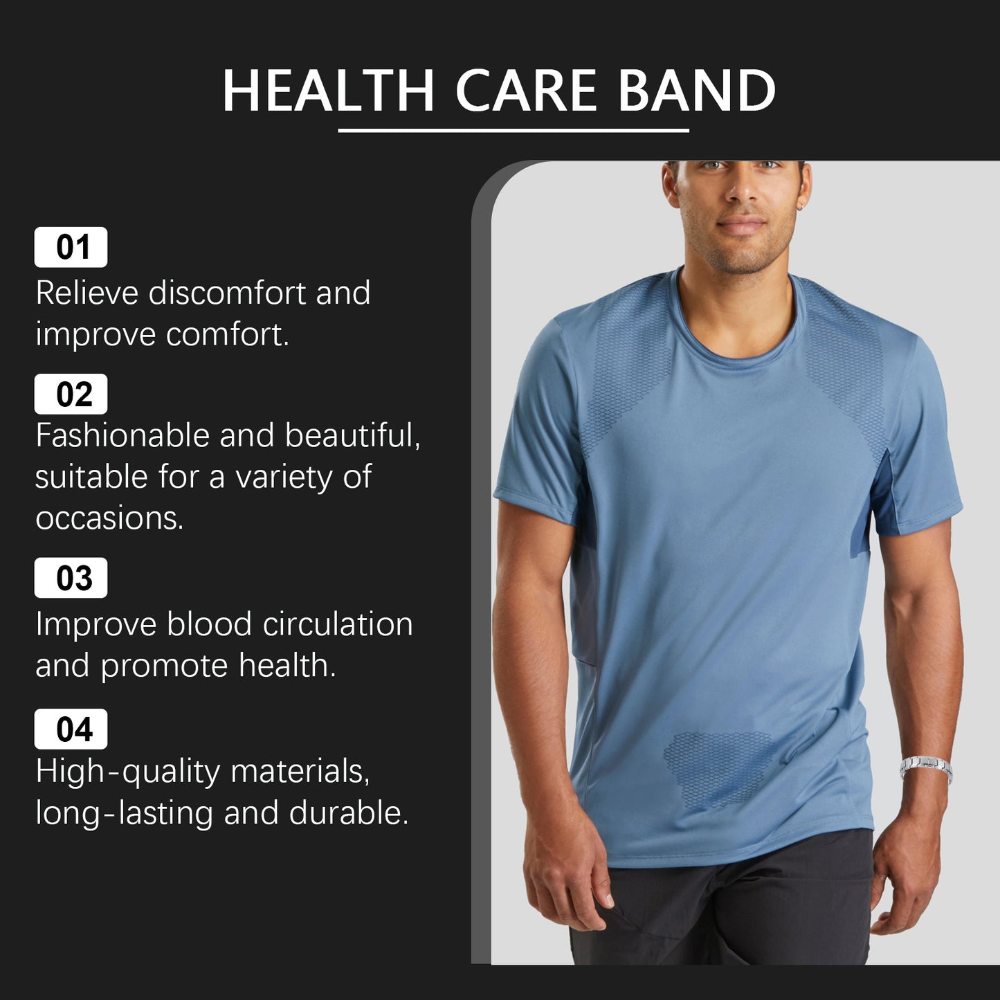 Men’s Body Care Bracelet – Titanium Germanium Stone Energy Bracelet for Wellness & Daily Wear