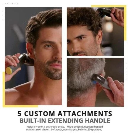 Multifunctional Haircut & Shaver Tool – Self-Grooming Kit with 5 Attachments & Extending Handle